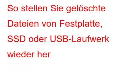 So stellen Sie gelöschte Dateien von Festplatte, SSD oder USB-Laufwerk wieder her