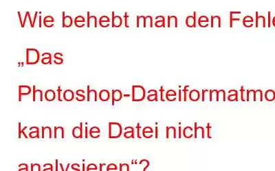 Wie behebt man den Fehler „Das Photoshop-Dateiformatmodul kann die Datei nicht analysieren“?