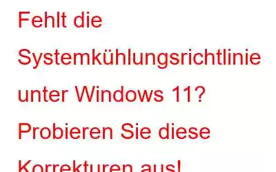 Fehlt die Systemkühlungsrichtlinie unter Windows 11? Probieren Sie diese Korrekturen aus!