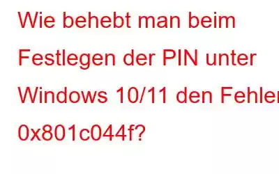 Wie behebt man beim Festlegen der PIN unter Windows 10/11 den Fehler 0x801c044f?