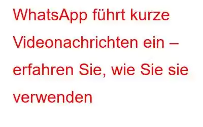 WhatsApp führt kurze Videonachrichten ein – erfahren Sie, wie Sie sie verwenden